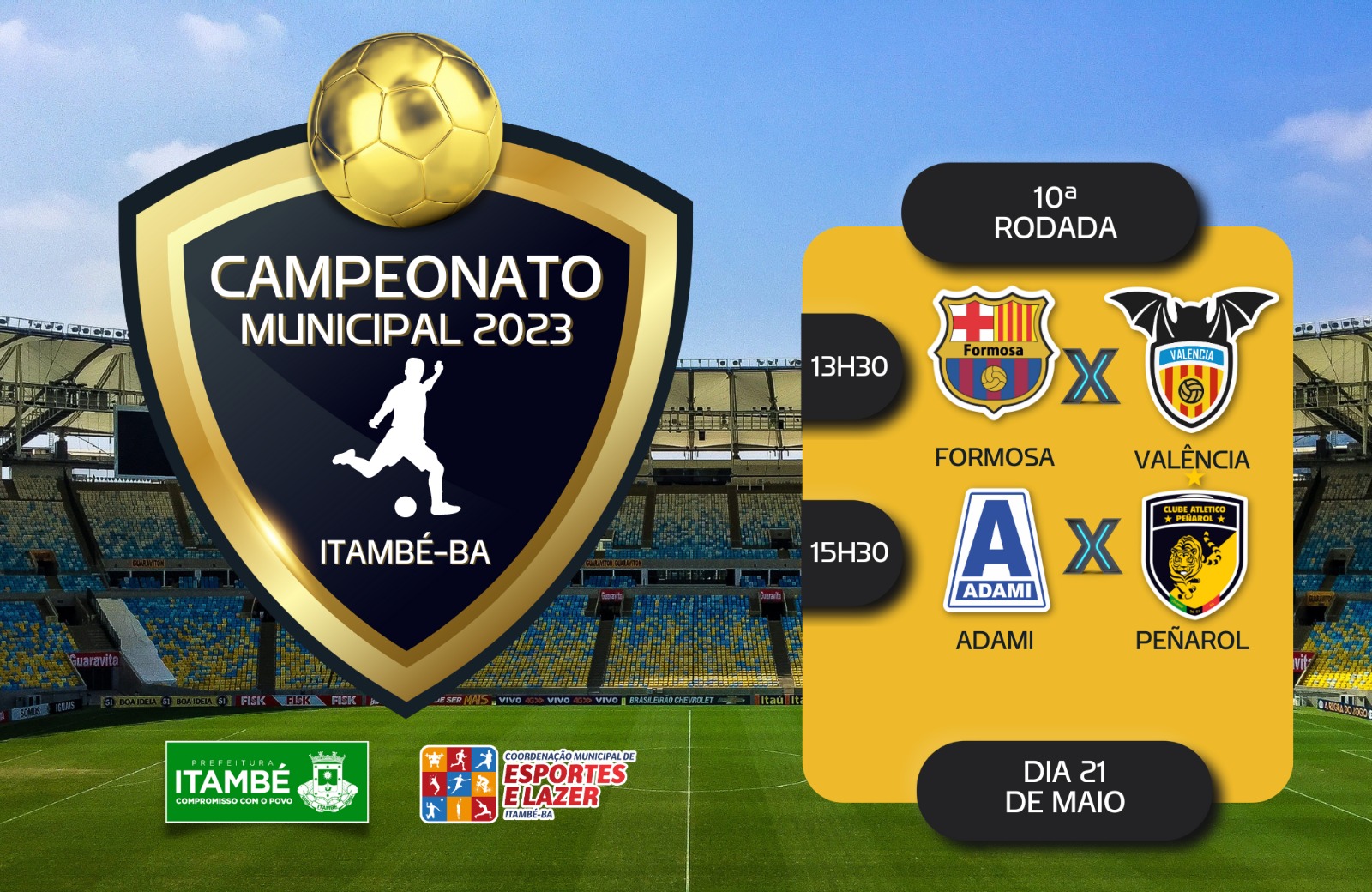 Vem aí a 10ª rodada do Municipal 2023: Formosa X Valência e ADAMI X Peñarol