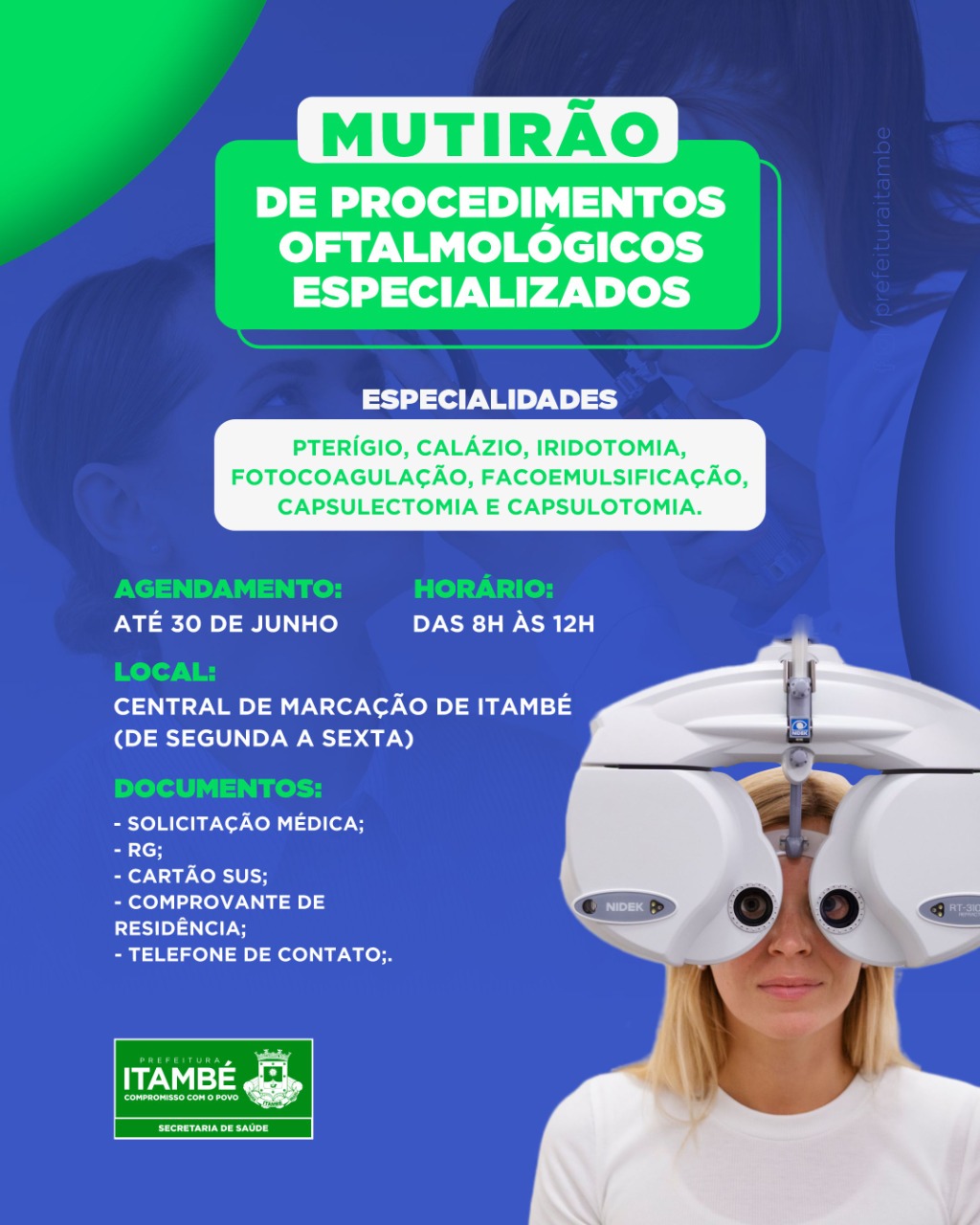Prefeitura de Itambé realiza agendamento para mutirão de procedimentos oftalmológicos
