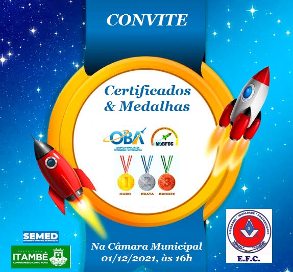 Escola Frei Caneca estará realizando entrega de certificados e medalhas do OBA e da MOBFOG