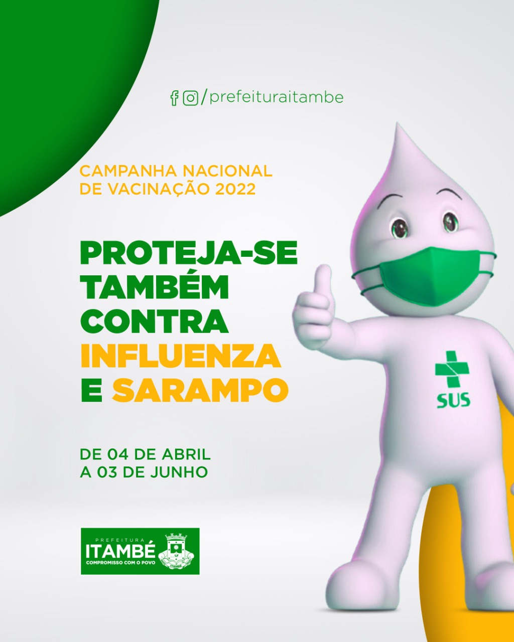 Itambé vai iniciar na próxima segunda (04) a 1ª etapa da campanha de vacinação contra gripe e sarampo