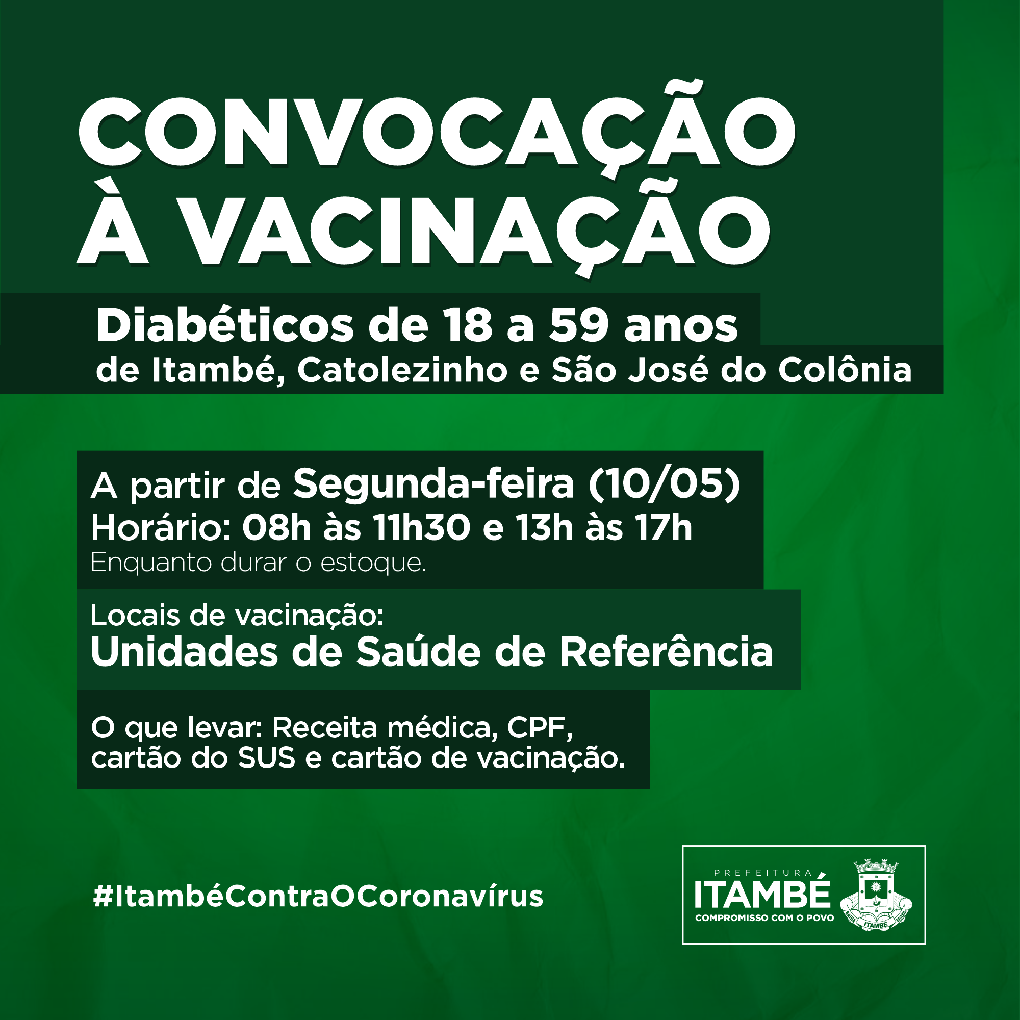 Secretaria de Saúde vai iniciar vacinação contra Covid-19 em diabéticos de 18 a 59 anos