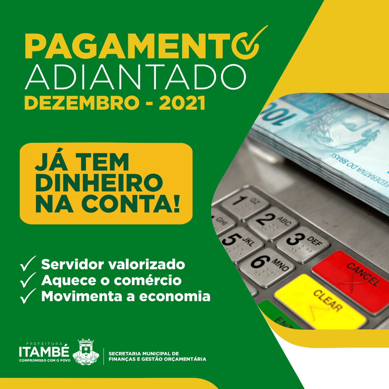 Prefeitura de Itambé antecipa pagamento dos servidores referente ao mês de dezembro