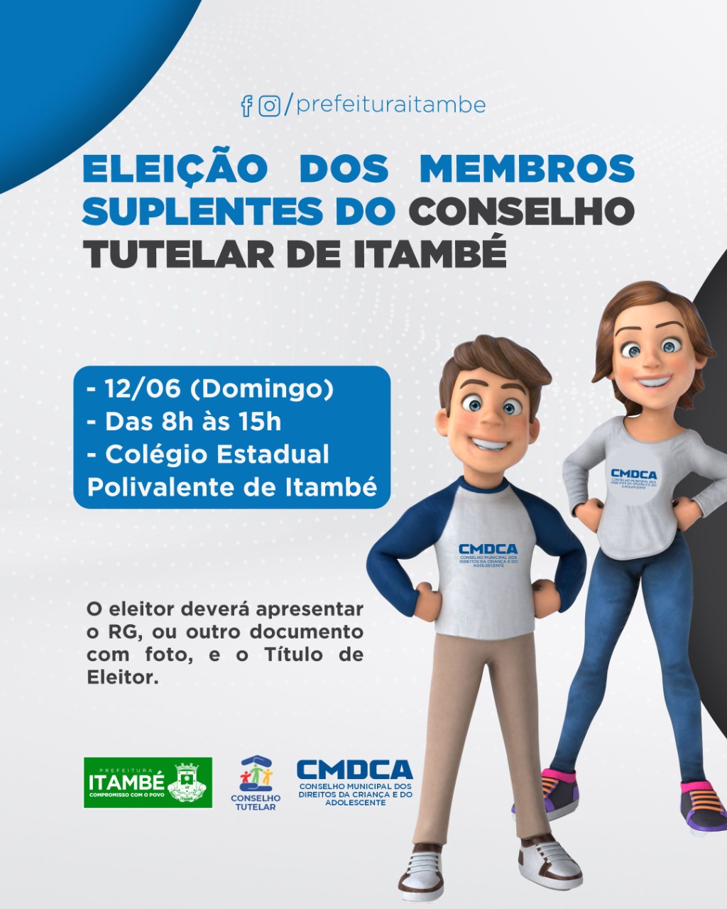 Eleição para escolha dos membros suplentes do Conselho Tutelar de Itambé será no próximo domingo (12)